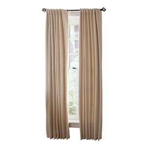 Martha Stewart Faux Silk Beige Curtains with Liner